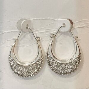 Loft bling rhinestone hoop earrings